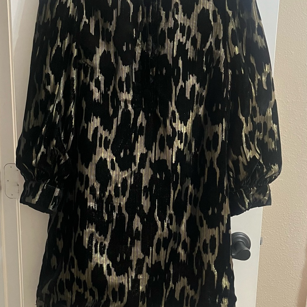 Pomander Place Black and Gold Midi Dress